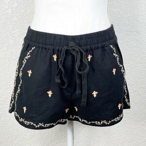 Loft Floral Black Yellow Green Pink Drawstring Pocket Elastic Running Shorts XS